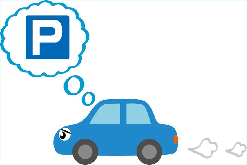 駐車場を探している車