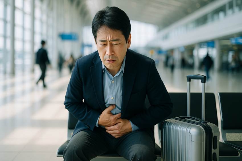 空港で体調不良になった男性